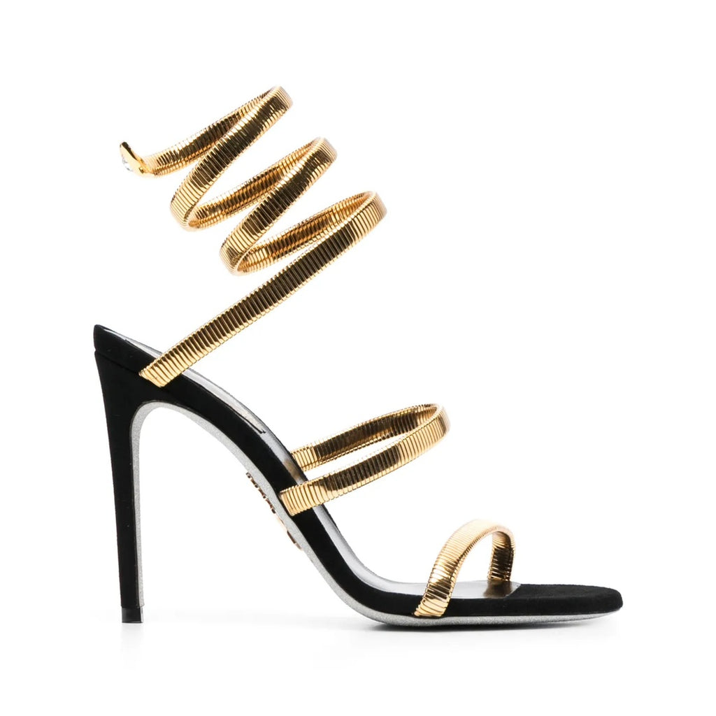 RENÉ CAOVILLA JUNIPER BOOT BLACK SUEDE GOLD SNAKE