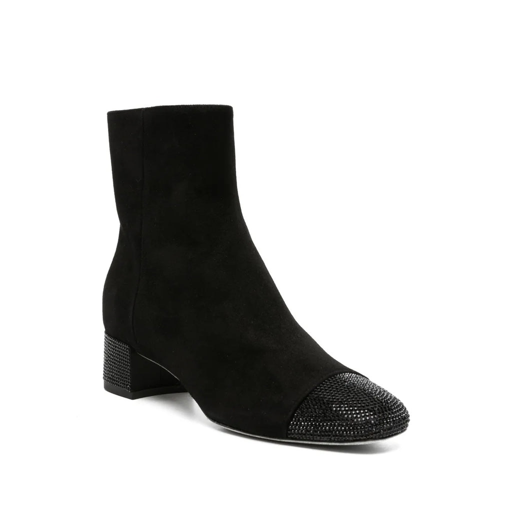 RENÉ CAOVILLA 45MM RHINESTONE SUEDE BOOT BLACK