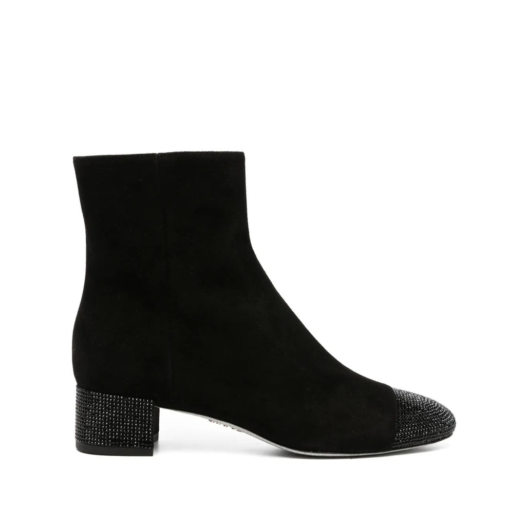RENÉ CAOVILLA 45MM RHINESTONE SUEDE BOOT BLACK