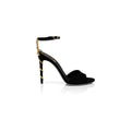 RENÉ CAOVILLA LEATHER SNAKE SANDAL SILVER STRASS BLACK