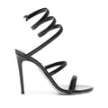RENÉ CAOVILLA SNAKE SANDAL SPIRAL STRAPS OPEN TOE BLACK