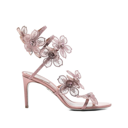 RENÉ CAOVILLA PEACH FLOWER BLUSH SANDAL BLUSH PINK