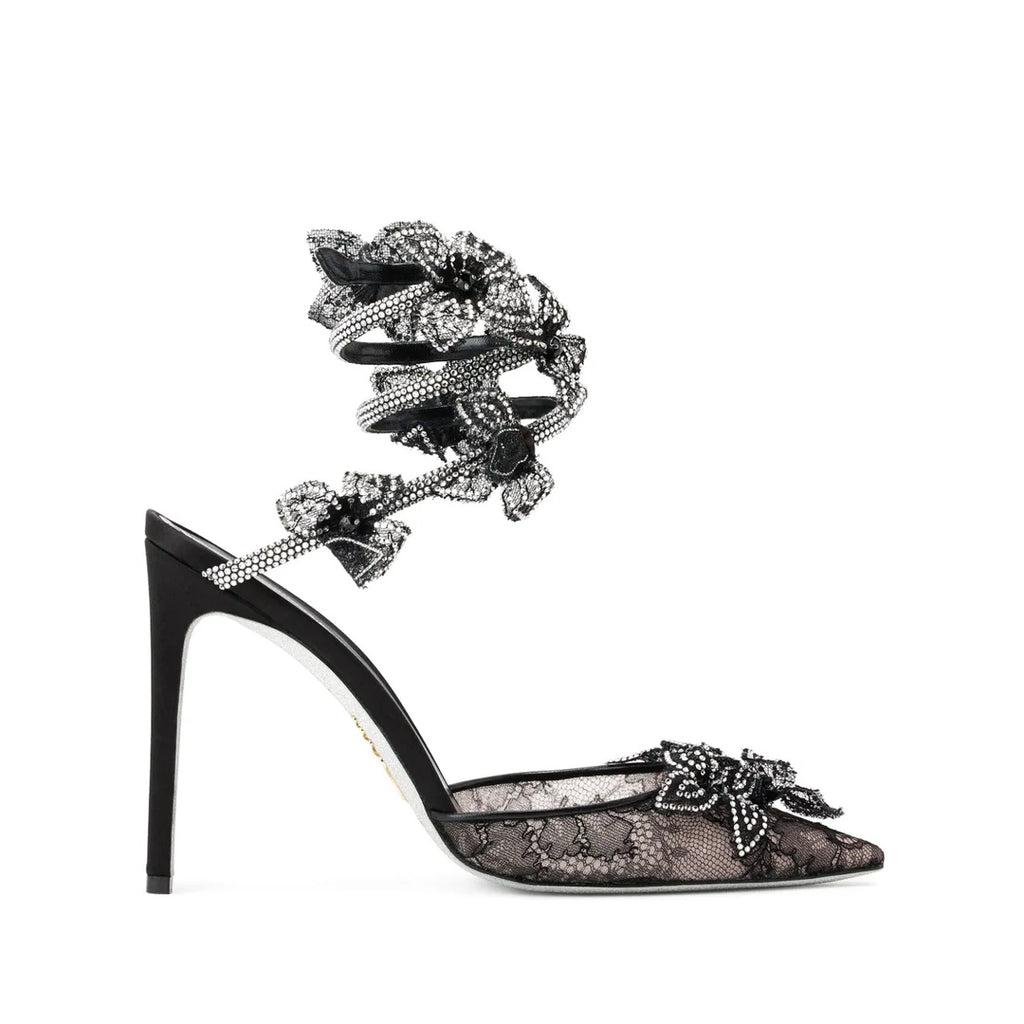 RENÉ CAOVILLA FLORIANE SANDAL BLUE LACE BLACK