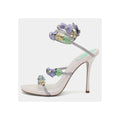 RENÉ CAOVILLA SATIN SANDAL ANKLE STRAP RHINESTONE MULTICOLOR