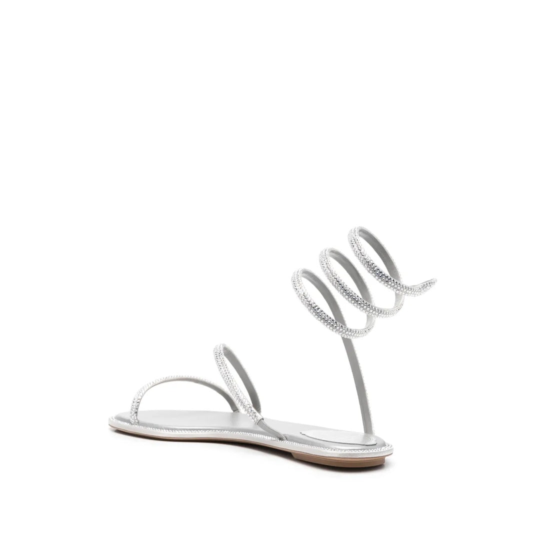 RENÉ CAOVILLA 40MM CRYSTAL-EMBELLISHED SANDAL SILVER