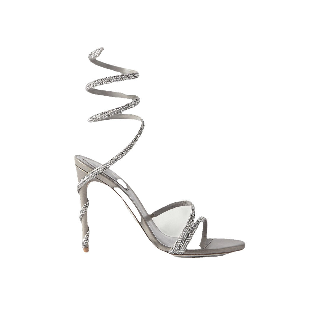 RENÉ CAOVILLA SANDALS SATIN SILVER GREY
