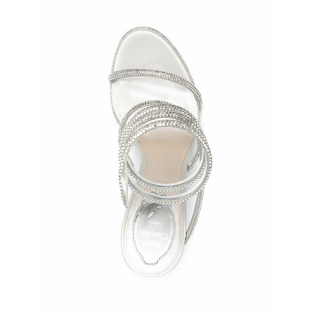 RENÉ CAOVILLA SANDALS TEXTILE FIBERS SILVER