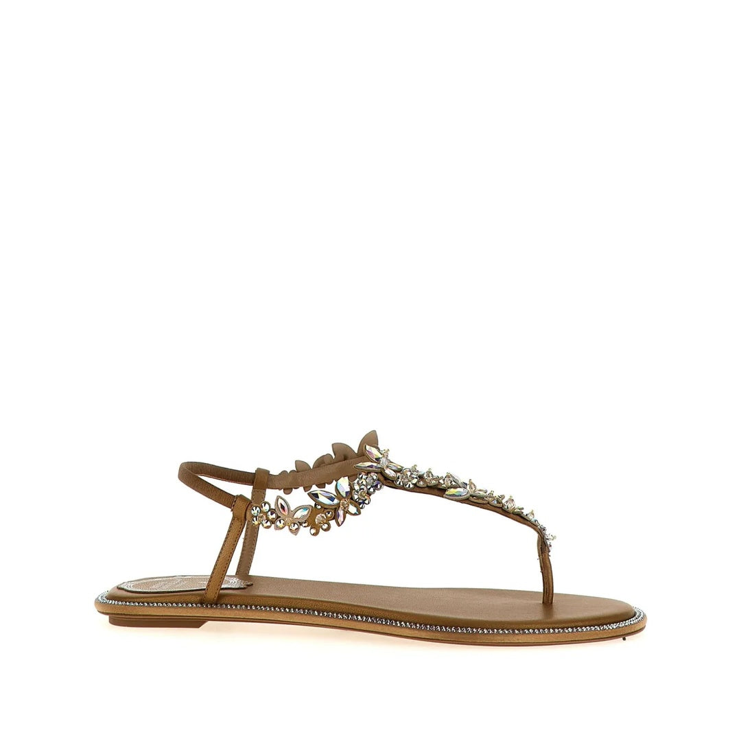 RENÉ CAOVILLA SANDALS SATIN BEIGE