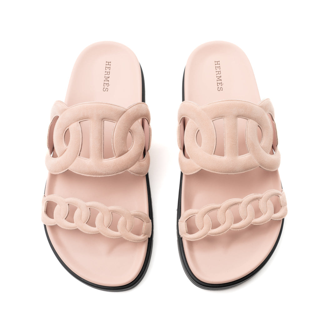 HERMES FEMME EXTRA CHEVRE VELOURS ROSE OPALINE